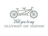 Front View Thumbnail - Celadon & Cornflower Will You Be My Matron of Honor Card - Bike