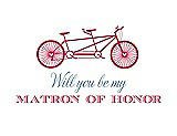 Front View Thumbnail - Pantone Honeysuckle & Cornflower Will You Be My Matron of Honor Card - Bike