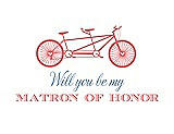 Front View Thumbnail - Coral & Cornflower Will You Be My Matron of Honor Card - Bike