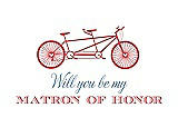 Front View Thumbnail - Perfect Coral & Cornflower Will You Be My Matron of Honor Card - Bike