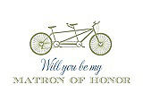Front View Thumbnail - Mint & Cornflower Will You Be My Matron of Honor Card - Bike