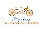 Front View Thumbnail - Orange Crush & Cornflower Will You Be My Matron of Honor Card - Bike