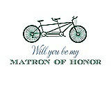 Front View Thumbnail - Pine Green & Cornflower Will You Be My Matron of Honor Card - Bike
