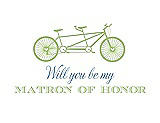 Front View Thumbnail - Pistachio & Cornflower Will You Be My Matron of Honor Card - Bike