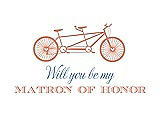 Front View Thumbnail - Tangerine & Cornflower Will You Be My Matron of Honor Card - Bike