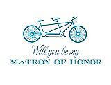 Front View Thumbnail - Turquoise & Cornflower Will You Be My Matron of Honor Card - Bike