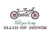 Front View Thumbnail - Burgundy & Cornflower Will You Be My Maid of Honor - Bike