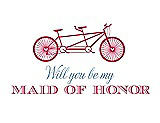 Front View Thumbnail - Pantone Honeysuckle & Cornflower Will You Be My Maid of Honor - Bike