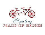 Front View Thumbnail - Perfect Coral & Cornflower Will You Be My Maid of Honor - Bike