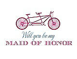 Front View Thumbnail - Fuchsia & Cornflower Will You Be My Maid of Honor - Bike