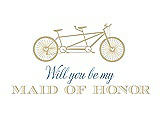 Front View Thumbnail - Venetian Gold & Cornflower Will You Be My Maid of Honor - Bike