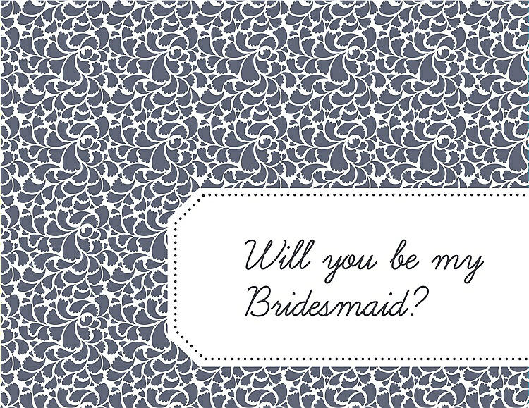 Front View - Blue Steel & Ebony Will You Be My Bridesmaid Card - Petal