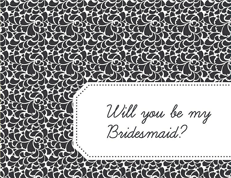 Front View - Black & Ebony Will You Be My Bridesmaid Card - Petal