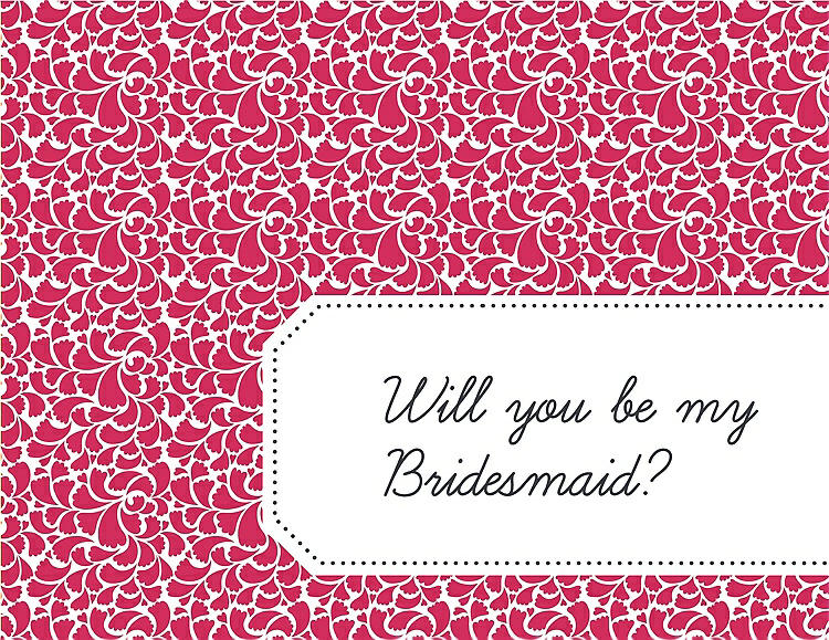 Front View - Pantone Honeysuckle & Ebony Will You Be My Bridesmaid Card - Petal