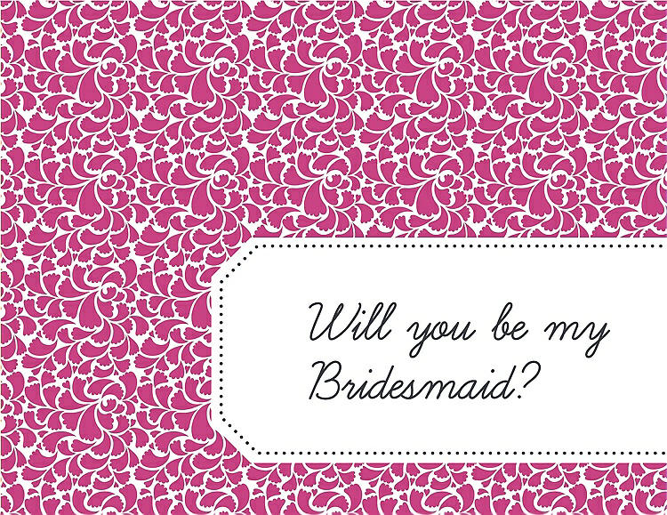 Front View - Fuchsia & Ebony Will You Be My Bridesmaid Card - Petal