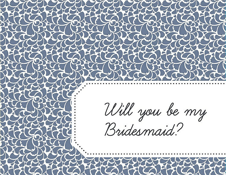 Front View - Larkspur Blue & Ebony Will You Be My Bridesmaid Card - Petal