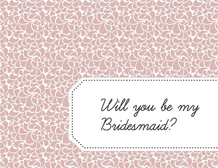 Front View - Petal Pink & Ebony Will You Be My Bridesmaid Card - Petal