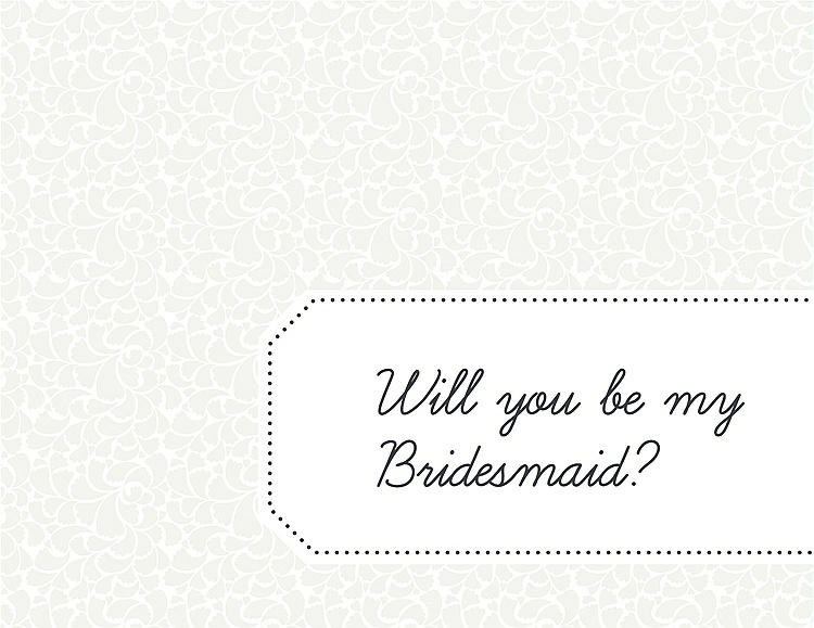Front View - White & Ebony Will You Be My Bridesmaid Card - Petal