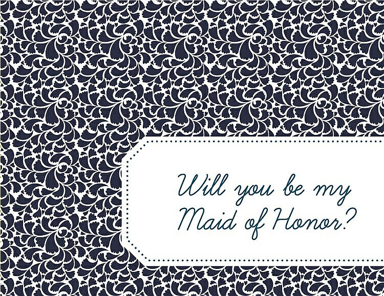 Front View - Navy Blue & Peacock Teal Will You Be My Maid of Honor Card - Petal