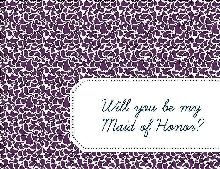Front View - African Violet & Peacock Teal Will You Be My Maid of Honor Card - Petal