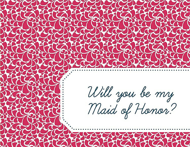 Front View - Pantone Honeysuckle & Peacock Teal Will You Be My Maid of Honor Card - Petal