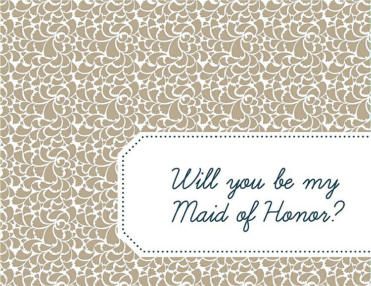 Front View - Champagne & Peacock Teal Will You Be My Maid of Honor Card - Petal