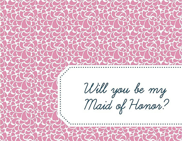 Front View - Cotton Candy & Peacock Teal Will You Be My Maid of Honor Card - Petal