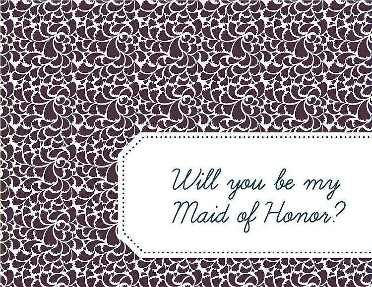 Front View - Eggplant & Peacock Teal Will You Be My Maid of Honor Card - Petal