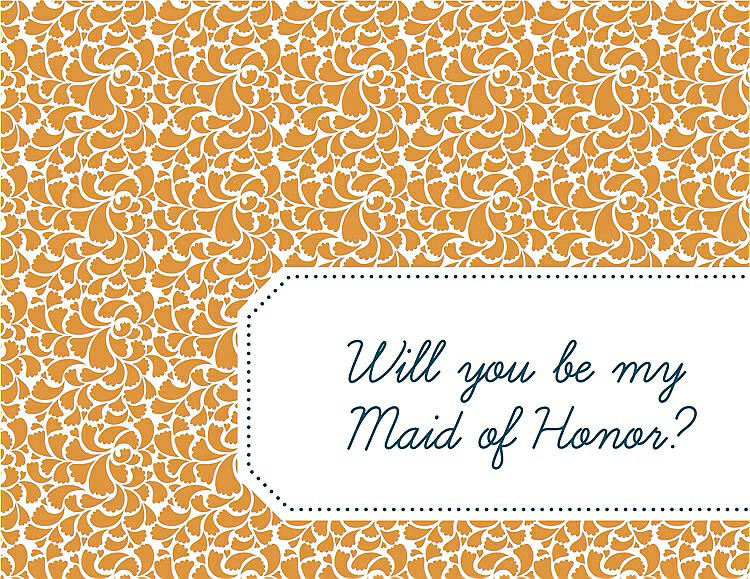 Front View - Orange Crush & Peacock Teal Will You Be My Maid of Honor Card - Petal