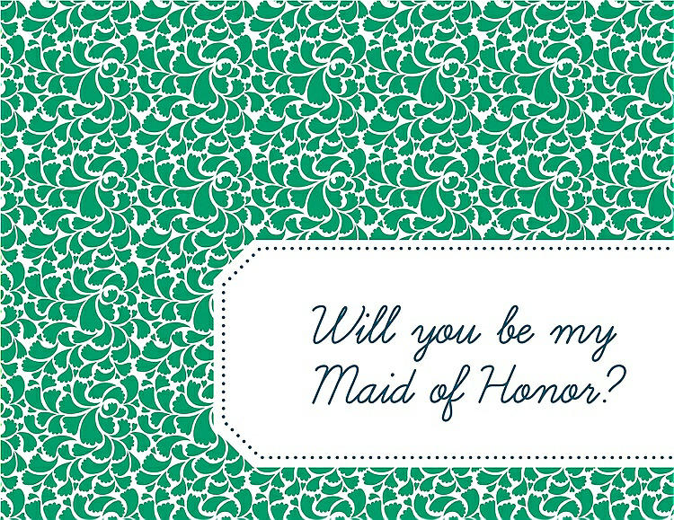 Front View - Shamrock & Peacock Teal Will You Be My Maid of Honor Card - Petal