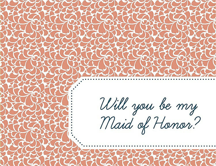 Front View - Tangerine & Peacock Teal Will You Be My Maid of Honor Card - Petal