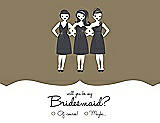 Front View Thumbnail - Antique Gold & Ebony Will You Be My Bridesmaid Card - Girls Checkbox