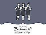 Front View Thumbnail - Blue Steel & Ebony Will You Be My Bridesmaid Card - Girls Checkbox