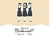 Front View Thumbnail - Corn Silk & Ebony Will You Be My Bridesmaid Card - Girls Checkbox