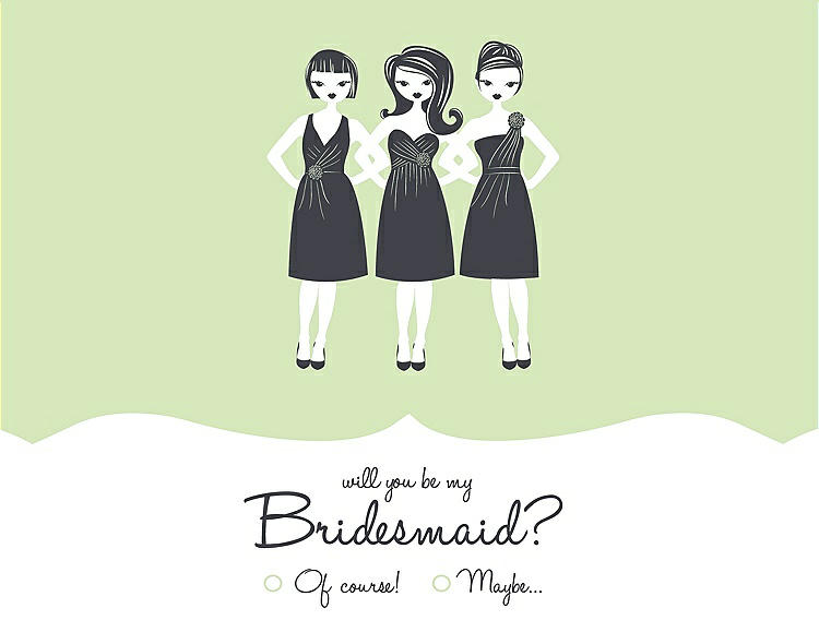 Front View - Honey Dew & Ebony Will You Be My Bridesmaid Card - Girls Checkbox