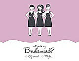 Front View Thumbnail - Hyacinth (iridescent Taffeta) & Ebony Will You Be My Bridesmaid Card - Girls Checkbox