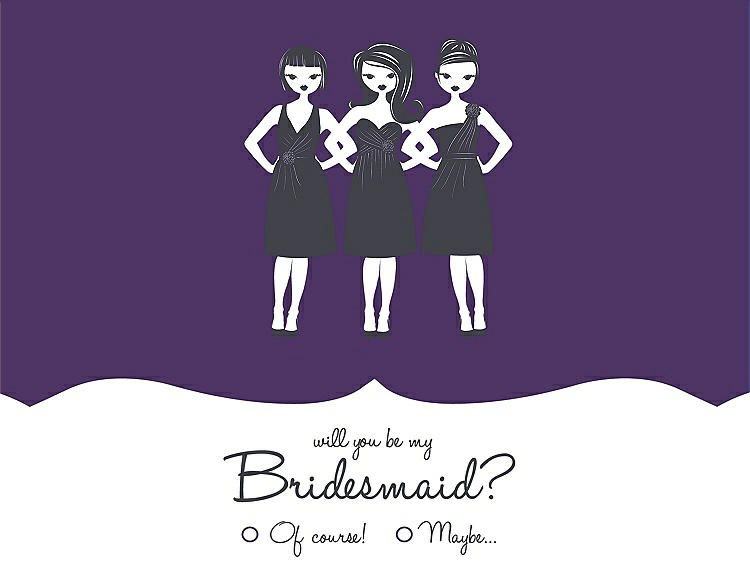 Front View - Majestic & Ebony Will You Be My Bridesmaid Card - Girls Checkbox