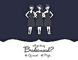 Front View Thumbnail - Navy Blue & Ebony Will You Be My Bridesmaid Card - Girls Checkbox