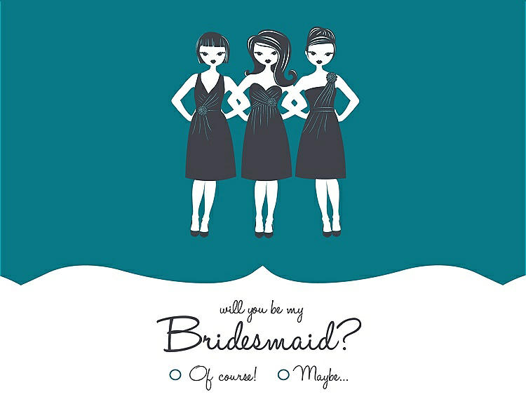 Front View - Oasis & Ebony Will You Be My Bridesmaid Card - Girls Checkbox