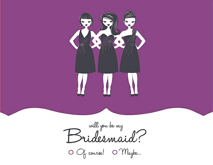 Front View - Orchid & Ebony Will You Be My Bridesmaid Card - Girls Checkbox
