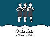 Front View Thumbnail - Peacock Teal & Ebony Will You Be My Bridesmaid Card - Girls Checkbox