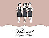 Front View Thumbnail - Pearl Pink & Ebony Will You Be My Bridesmaid Card - Girls Checkbox