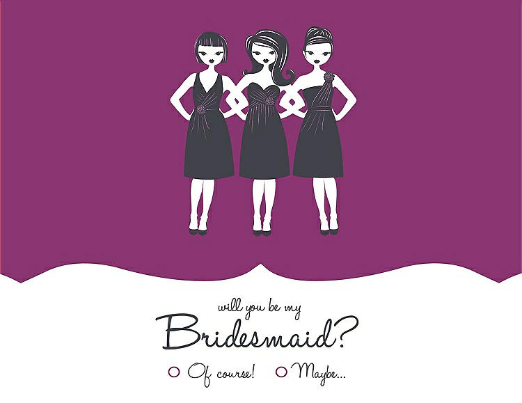 Front View - Persian Plum & Ebony Will You Be My Bridesmaid Card - Girls Checkbox