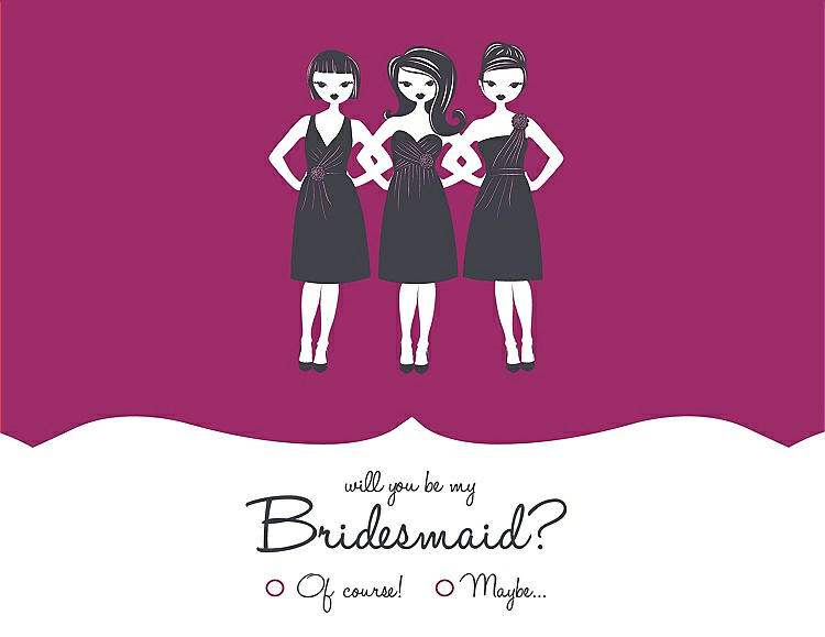 Front View - Watermelon & Ebony Will You Be My Bridesmaid Card - Girls Checkbox