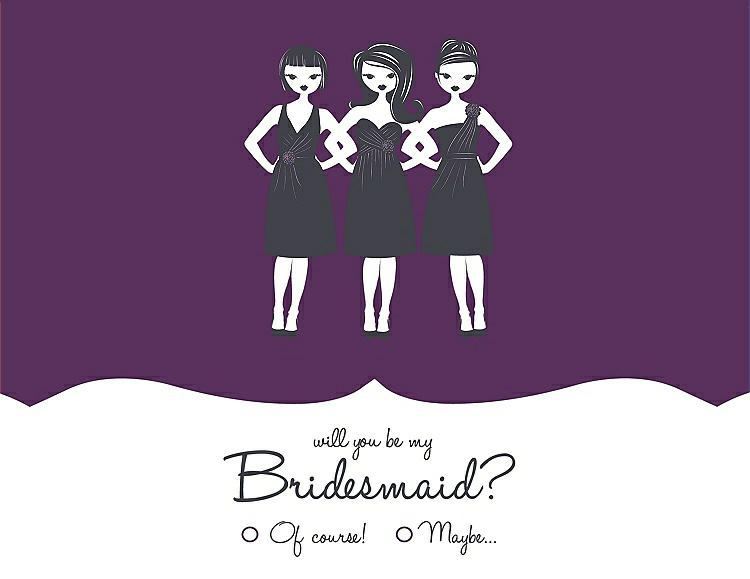 Front View - African Violet & Ebony Will You Be My Bridesmaid Card - Girls Checkbox