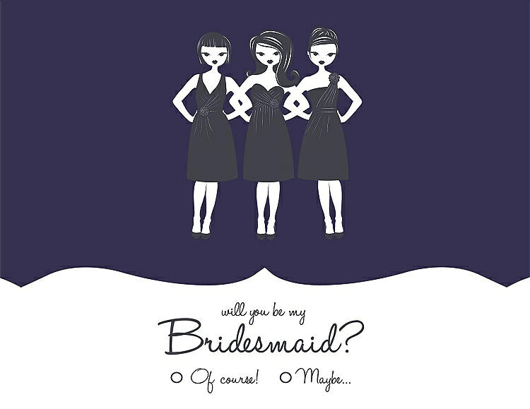 Front View - Amethyst & Ebony Will You Be My Bridesmaid Card - Girls Checkbox