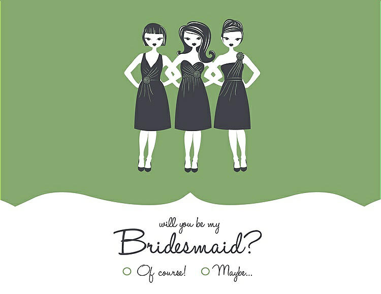Front View - Apple Slice & Ebony Will You Be My Bridesmaid Card - Girls Checkbox