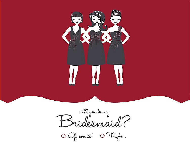 Front View - Barcelona & Ebony Will You Be My Bridesmaid Card - Girls Checkbox