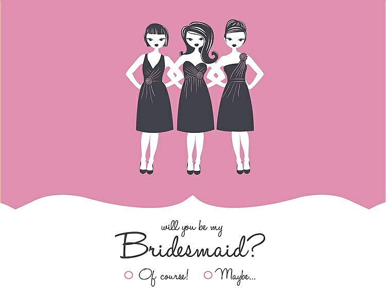 Front View - Begonia & Ebony Will You Be My Bridesmaid Card - Girls Checkbox