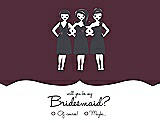 Front View Thumbnail - Bordeaux & Ebony Will You Be My Bridesmaid Card - Girls Checkbox